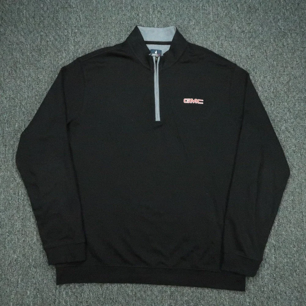 johnnie O Sweater Mens XL Black Sully Quarter Zip Pullover GMC Athletic